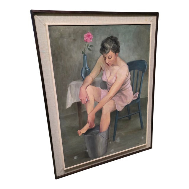 Mid-Century Italian Oil on Canvas Painting Signed Allen For Sale