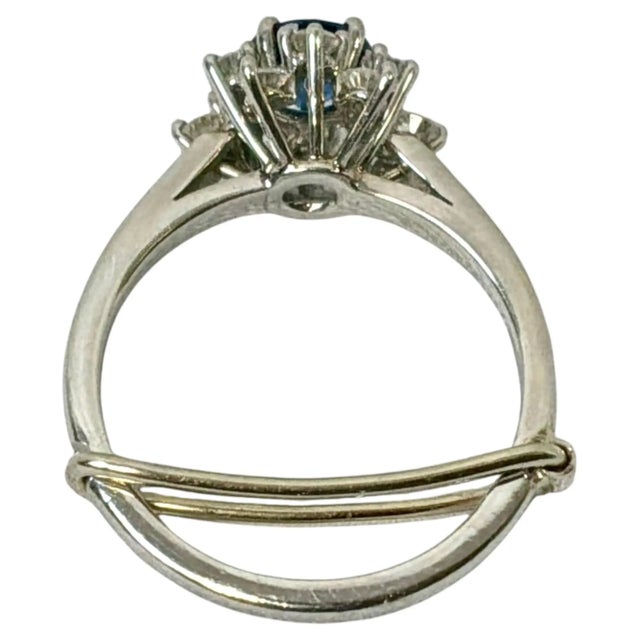 Metal 1972 Tiffany & Co Platinum Sapphire and Diamond Cluster Ring For Sale - Image 7 of 14
