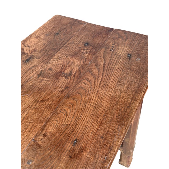 French Hall Table or Console Server of Oak With Stretcher Base For Sale - Image 11 of 11