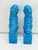Pair of Vintage Chinese Export Turquoise-Glazed Porcelain Foo Dogs 13" For Sale - Image 4 of 5