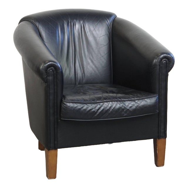 English Black Cowhide Club Chair For Sale