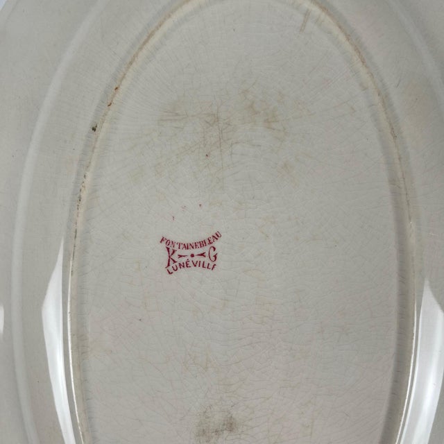 Oval Pink Earthenware Fontainebleau Serving Platter from KG Lunéville, 19th Century For Sale - Image 6 of 9