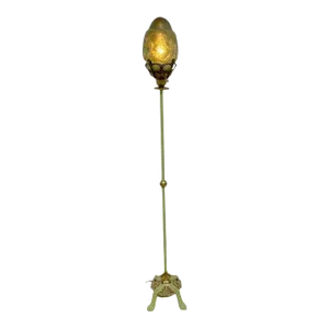 Mid 20th Century French Art Deco Polychromed Floor Lamp With Muller Fréres Cameo Glass Shade