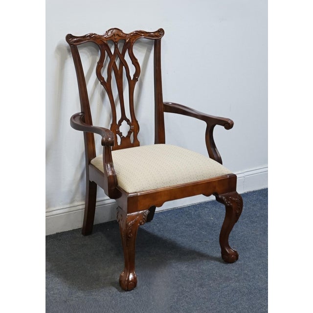 Century Furniture Century Furniture Solid Mahogany Traditional Chippendale Style Ball & Claw Dining Arm Chair 400-582 For Sale - Image 4 of 10