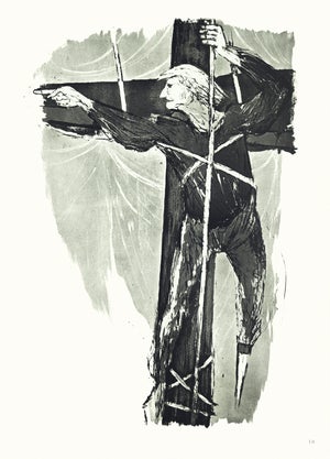 1968 "Moby Dick" Lithograph by Benton Spruance "Ahab Aloft"