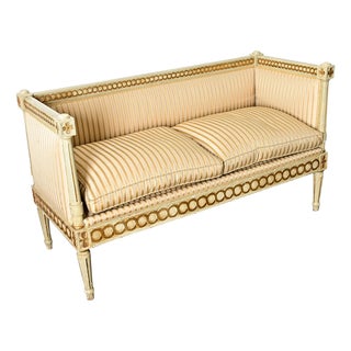 Swedish 19th Century Painted and Parcel Gilt Settee For Sale