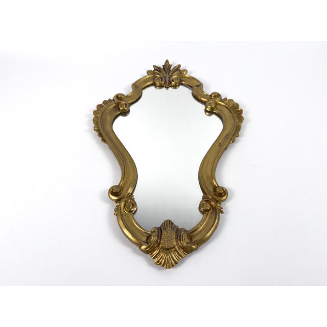 Vintage Rococo Baroque Style Gilt Metal Wall Mirror With Ornate Frame For Sale - Image 17 of 17