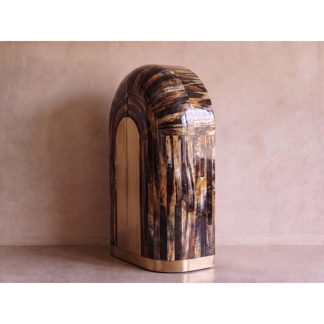 Arcana Contemporary Resin and Brass Bar Cabinet by House of Jaipur For Sale - Image 4 of 11