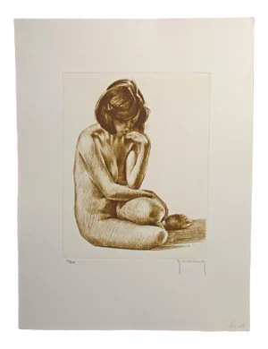 1960s "Nu No. 5" Figurative Nude Etching by Roger Hebbelinck
