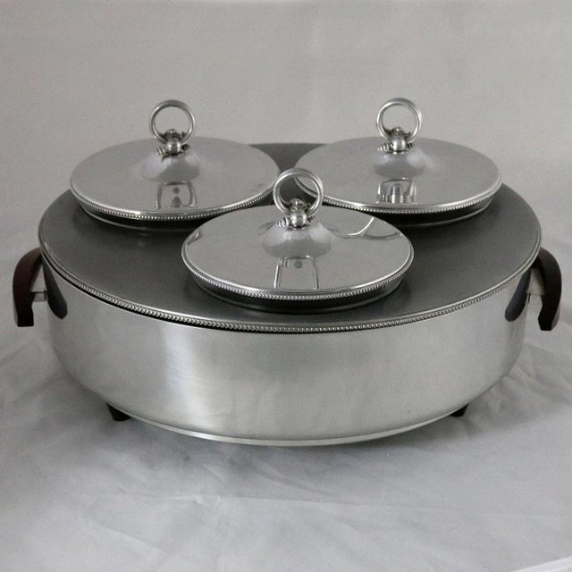 Mid 20th Century Mid Century Modern Triple Buffet Food Warmer and Server Electric by Buenilum For Sale - Image 11 of 11