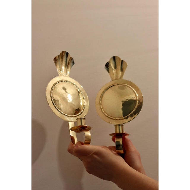 Mid-Century Swedish Brass Candle Sconces from Arvika, Set of 2 For Sale - Image 6 of 6