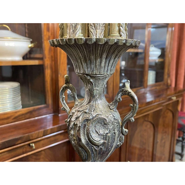 Copper 11-Light Floor Lamp in Copper and Silver Metal, 1950s For Sale - Image 8 of 12