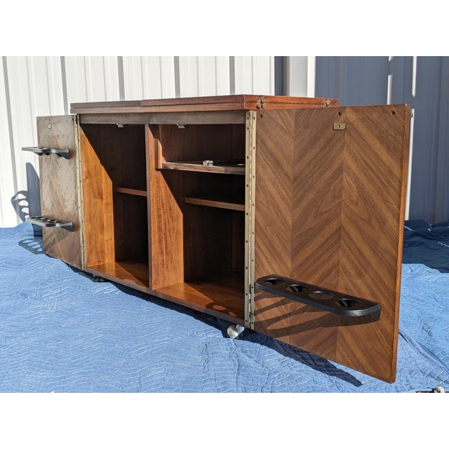 1960s Vintage Lane Furniture Co. Rolling Expandable Buffet Server Bar Chairish