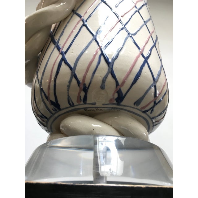 White 1980s Roy Hamilton Rope Ceramic Table Lamps - a Pair For Sale - Image 8 of 13