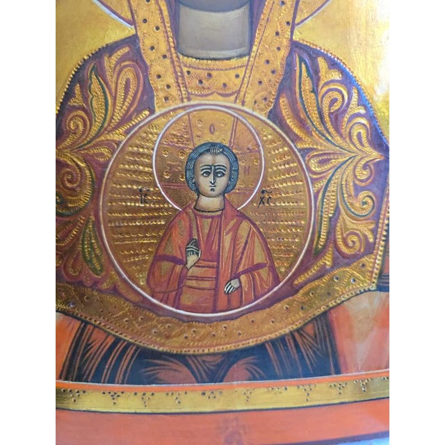 Russian Icon of Our Lady of the Sign (Znameniye), 19thCentury, Painting on Panel For Sale - Image 9 of 12
