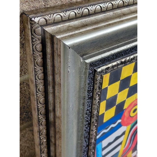 Framed "Jazz Geometry" Mixed Media on Board For Sale - Image 10 of 10