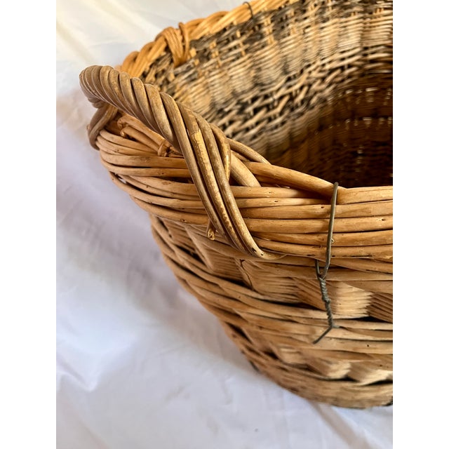 Large Antique French Wicker Champagne Harvest Basket For Sale - Image 16 of 18