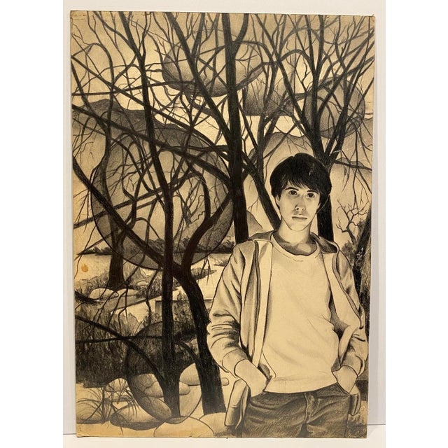 Figurative 1985 Dean Huey Portrait of Tim in Landscape For Sale - Image 3 of 4