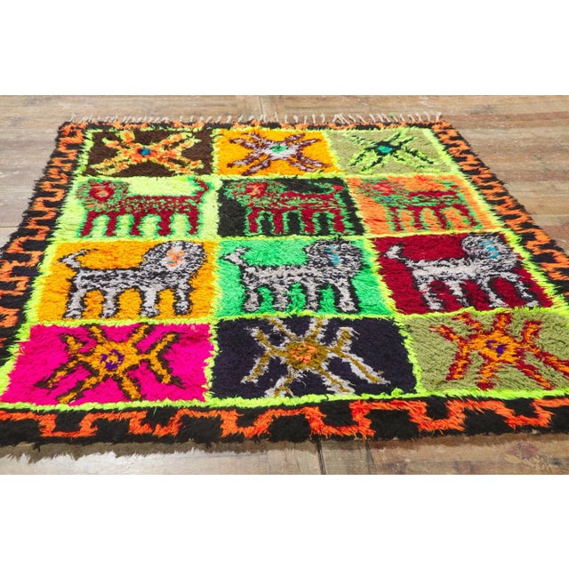 Textile Late 20th Century Vintage Moroccan Azilal Rug - 04'09 X 06'00 For Sale - Image 7 of 8