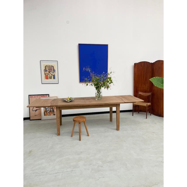Wood Oak Farm Table with Extensions, 1960s For Sale - Image 7 of 18