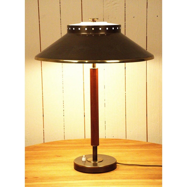 1940s Swedish Brass and Teak Table Lamp by Boréns, 1940s For Sale - Image 5 of 15