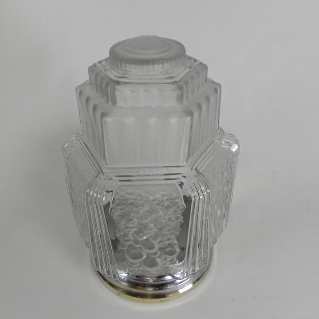 Metal Art Deco Glass Skyscraper Ceiling Lamp by Francis Hubert for Muller Freres, 1930s For Sale - Image 7 of 18