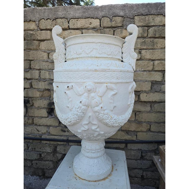 Greek Style Cast Iron Garden Urns, 1950, Set of 2 For Sale - Image 4 of 10
