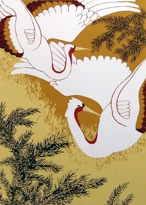 Marcia Mancheski "White Cranes" Hand Signed Limited Edition Serigraph/Silkscreen Unframed
