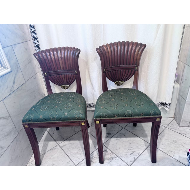 Late 20th Century Attributed Maitland Smith Mahogany Fan Back Dining Chairs - A Pair For Sale - Image 14 of 17