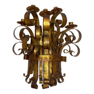 1960s Hollywood Regency Hans Kögl Style Italian Gilt Candle Wall Sconce For Sale