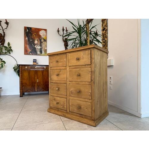 Rustic 8-Piece Shop Chest or Apothecary Cabinet in Softwood For Sale - Image 5 of 15