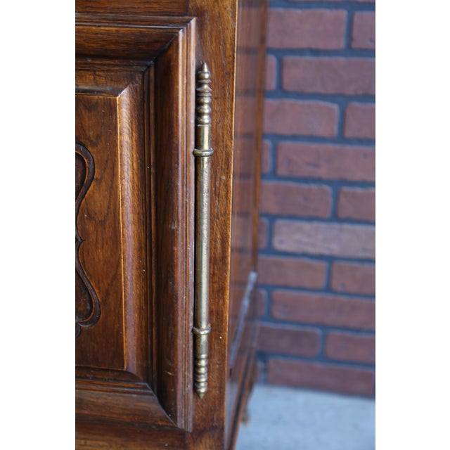 French Provincial Antique French Louis XV Style Carved Oak Cabinet For Sale - Image 3 of 6