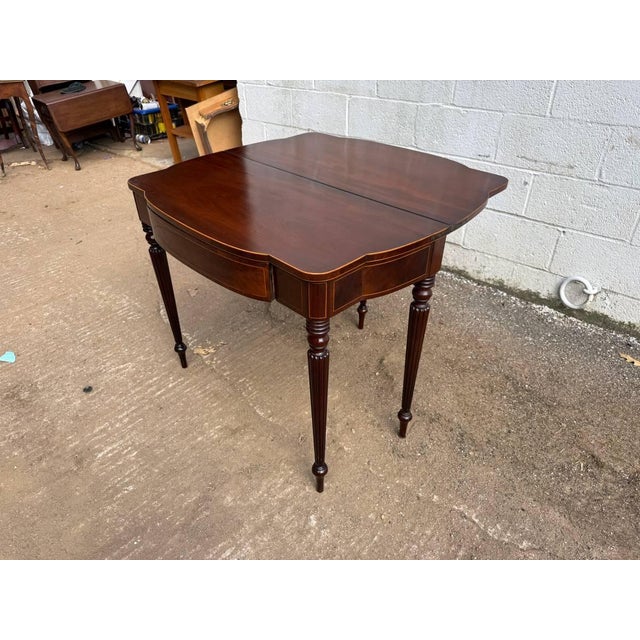 Antique Federal Style Mahogany Fold Top Console Card Table For Sale - Image 16 of 17