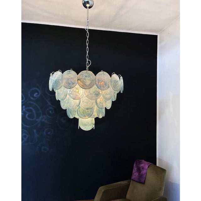 Space Age Murano Chandelier with 57 Blue Albaster Iridescent Glasses, 1990s For Sale - Image 13 of 18
