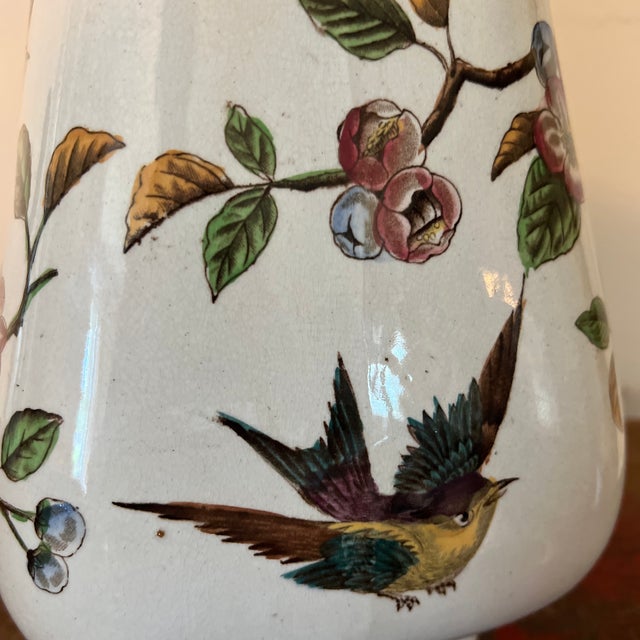 Large Antique Victorian Plum Blossoms Spring Patterned Pitcher, Ewer For Sale - Image 9 of 12