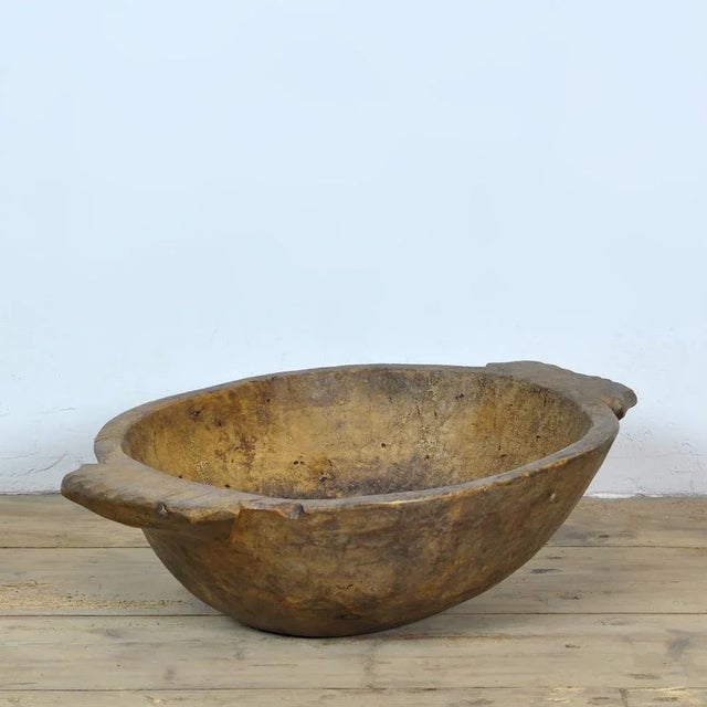 Brown Handmade Wooden Dough Bowl, 1900s For Sale - Image 8 of 8