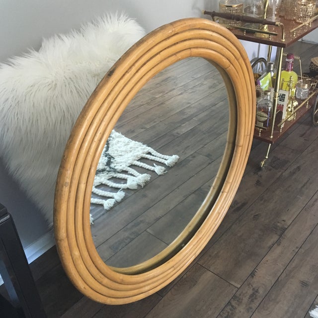 Rattan Framed Round Mirror 30.5" Chairish
