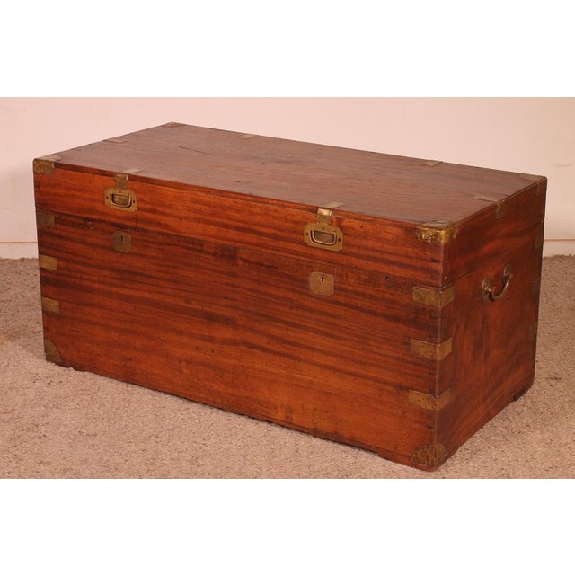 19th Century Camphor Wood Marine Chest with Double Locks For Sale - Image 11 of 15