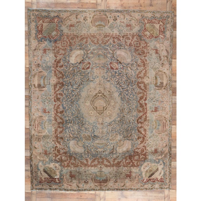 Mid 20th Century Vintage Persian Kashan Kashmar Rug, 09'00 X 11'04 For Sale - Image 9 of 10