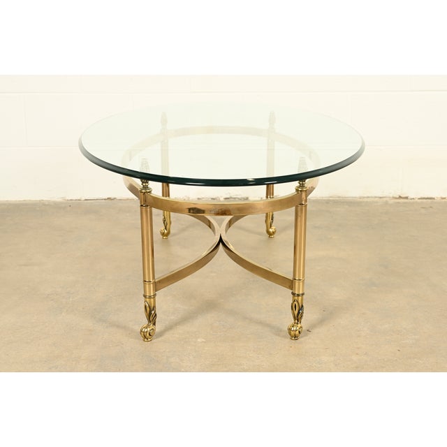 LaBarge Hollywood Regency Brass and Glass Cocktail Table, Circa 1960s For Sale - Image 10 of 11