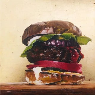 Contemporary Impressionist Still Life Painting, "Where's the Beef?" For Sale