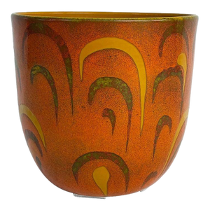 Vintage Italian Abstract Decorated Pottery Planter, Vibrant Glazes