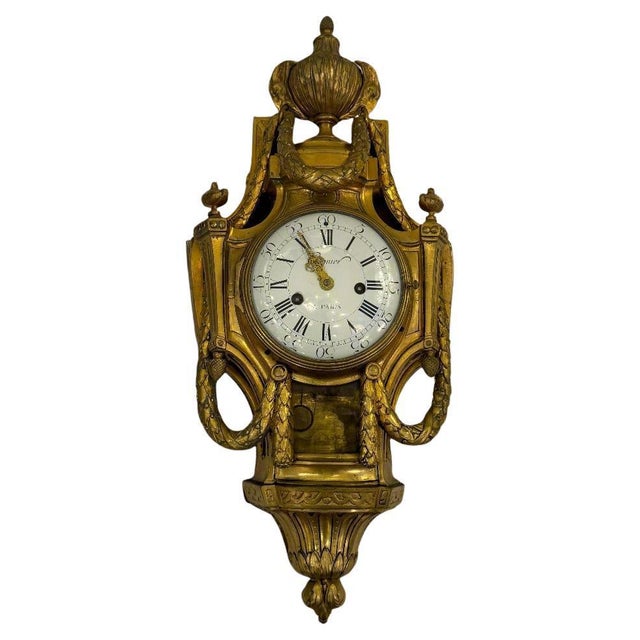 Metal Late 18th Century Cronier Paris Louis XVI Period Gilt Bronze Wall Clock France For Sale - Image 7 of 18