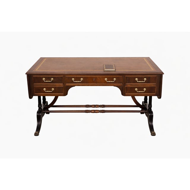 English Desk with Mahogany Extension, 1950s For Sale - Image 11 of 11