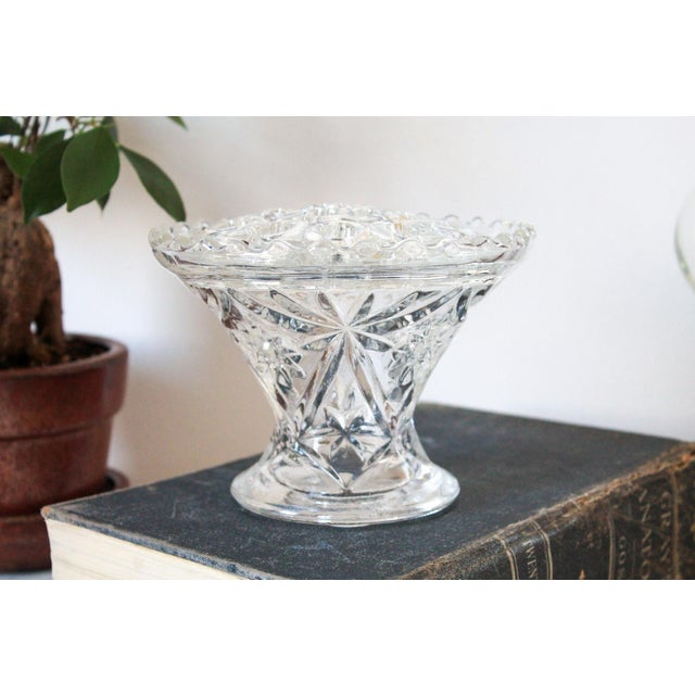 Farmhouse Vintage Glass Flower Frog Vase For Sale - Image 3 of 7