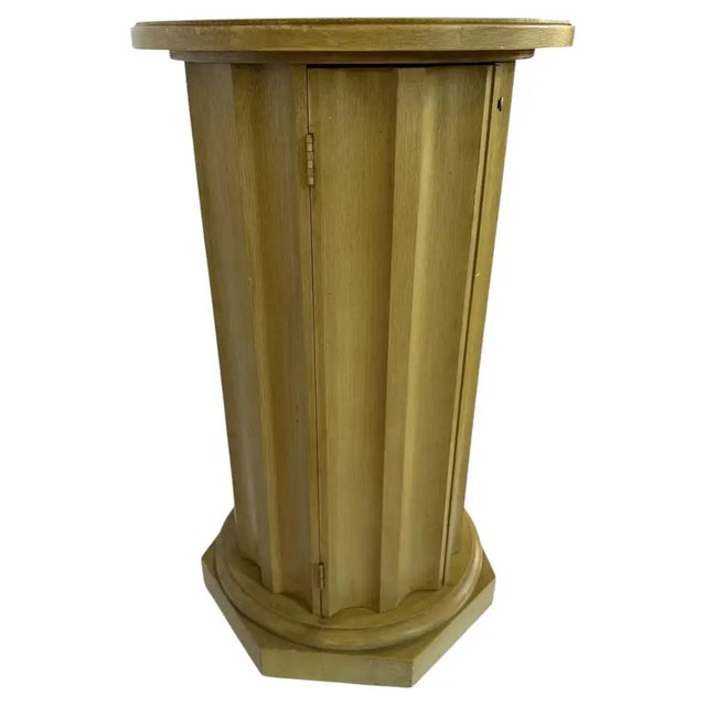 1960s Neoclassical Fluted Column Bar Cabinet Pedestal Side End Table, Vintage Revival For Sale - Image 5 of 11