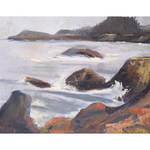 2000 - 2009 Foggy Coastal Seascape in Oil on Illustration Board For Sale - Image 5 of 9