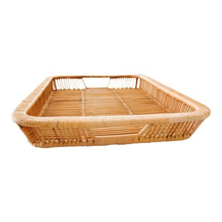 Ext. Large Bamboo/Rattan Serving Tray 20.50" For Sale
