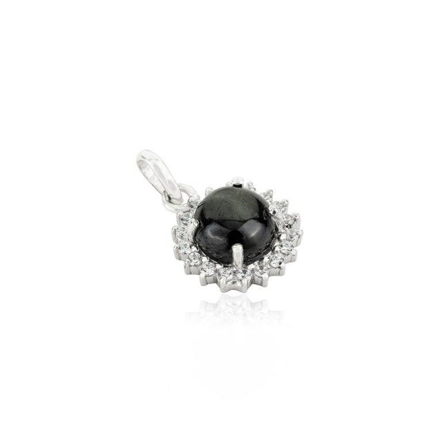 Antique Finish Black Star & Zircon Pendant With Prong Setting For Sale - Image 9 of 12