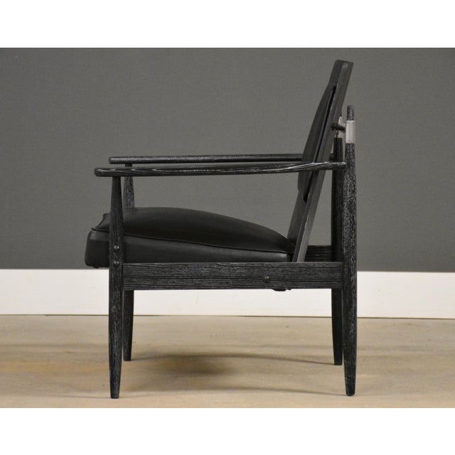 Wood 1950s Danish Modern Ebonized Black Cerused Lounge Chair For Sale - Image 7 of 12